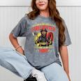 Woman Firefighter Aunt TiTi Auntie Black Graduation Mineral Wash Tshirts Mineral Gray