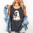 Cute Ghost Holding Books Bookish Christmas Comfort Colors Tank Top Pepper