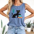 Cat Midcentury With Book And Coffee Atomic Age Mid Century Comfort Colors Tank Top Blue Jean