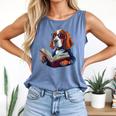 Cute Dog Basset Hound Reading Book Comfort Colors Tank Top Blue Jean