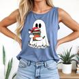 Cute Ghost Holding Books Bookish Christmas Comfort Colors Tank Top Blue Jean