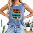Eat Sleep Read Repeat Reading Books Reader Bookworm Comfort Colors Tank Top Blue Jean