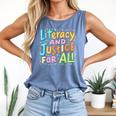 Literacy And Justice For All Protect Banned Books Library Comfort Colors Tank Top Blue Jean