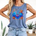 Little Ghost Coffee Tee Spooky Season Ghost Reading Book Comfort Colors Tank Top Blue Jean