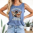 Read Books Be Kind Stay Weird Moth Coffee Lover Reading Comfort Colors Tank Top Blue Jean