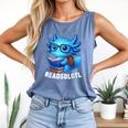 Readsolotl Blue Kawaii Axolotl Book Lover Reading Comfort Colors Tank Top Blue Jean