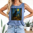 Van Gogh Starry Night Art Cat And Book Lovers Comfort Colors Tank Top Blue Jean
