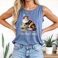 Womens Girls Books I Do What I Want Calico Cat Lover Comfort Colors Tank Top Blue Jean