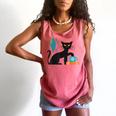 Cat Midcentury With Book And Coffee Atomic Age Mid Century Comfort Colors Tank Top Watermelon