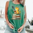Cat Reading Books Comfort Colors Tank Top Violet