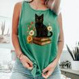 Cute Cat Book Flowers Comfort Colors Tank Top Violet