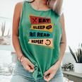 Eat Sleep Read Repeat Reading Books Reader Bookworm Comfort Colors Tank Top Violet