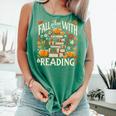 Fall In Love With Reading Book Autumn Pumpkins And Teachers Comfort Colors Tank Top Violet
