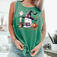 Ghost Reading Book Coquette Bow Halloween Girl Toddler Kid Comfort Colors Tank Top Violet