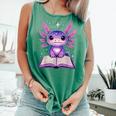 Kawaii Axolotl Cute Axolotls Reading Book Comfort Colors Tank Top Violet