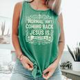 Normal Isn't Coming Back Jesus Is Book Of Revelations Bible Comfort Colors Tank Top Violet