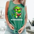 Readasaurus Reading Dinosaur Book Reader Bookworm Comfort Colors Tank Top Violet