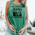 Women's When I Think About Books I Touch My Shelf Book Lover Bookish Comfort Colors Tank Top Violet