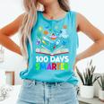100th Day Of School Astronaut Books Space 100 Days Smarter Comfort Colors Tank Top Light Green