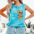 Book Lovers Books Cats Life Is Sweet Cat Lovers Comfort Colors Tank Top Light Green
