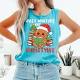 Book Reading Just Waiting For Christmas Gingerbread Comfort Colors Tank Top Light Green