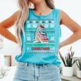 All Booked For Christmas Tree Book Ugly Christmas Sweatshirt Comfort Colors Tank Top Light Green