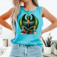 Books Dragon Reading Book Comfort Colors Tank Top Light Green Books Dragon Reading Book Comfort Colors Tank Top Light Green