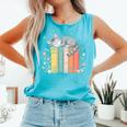 Books Lover Cute Sleepy Cat Relax Reading Vibe Comfort Colors Tank Top Light Green