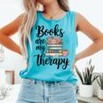 Books Are My Therapy Coffee Books Flowers Bookish Book Lover Comfort Colors Tank Top Light Green