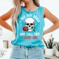 I Buy Her Books And Call Her A Good Girl Skull Rose Bookworm Comfort Colors Tank Top Light Green