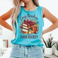 Cozy Readers Book Society Fall Autumn Floral Pumpkin Season Comfort Colors Tank Top Light Green