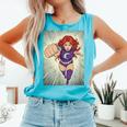 The Crimson Crescent 90s Retro Comic Book Superheroine Art Comfort Colors Tank Top Light Green