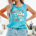 Cute Ghost Book Halloween Spooky Boo School Art Teacher Comfort Colors Tank Top Light Green