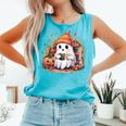 Cute Ghost Drinking Coffee Halloween Reading Book Retro Comfort Colors Tank Top Light Green Cute Ghost Drinking Coffee Halloween Reading Book Retro Comfort Colors Tank Top Light Green