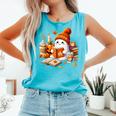 Cute Ghost Reading Book Lovers Halloween Pumpkin Women Girls Comfort Colors Tank Top Light Green