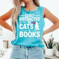 Easily Distracted By Cats And Books Cat & Book Lover Comfort Colors Tank Top Light Green Easily Distracted By Cats And Books Cat & Book Lover Comfort Colors Tank Top Light Green