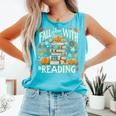 Fall In Love With Reading Book Autumn Pumpkins And Teachers Comfort Colors Tank Top Light Green