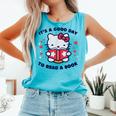 It's a Good Day To Read a Book Cute Cat Book Day Girls Boys Comfort Colors Tank Top Light Green