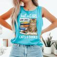 Just a Girl Who Loves Cats And Books Comfort Colors Tank Top Light Green