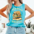 Just One More Chapter Sloth Sleeping On Books Reading Comfort Colors Tank Top Light Green