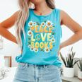 Peace Love Books Librarian Teacher Life Book Library Comfort Colors Tank Top Light Green
