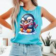 Penguin Reading a Book Animal Comfort Colors Tank Top Light Green