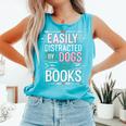 Pet Lover Easily Distracted By Dogs And Books Joke Men Comfort Colors Tank Top Light Green