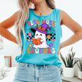 Read More Books Ghost Reading Book Teacher Halloween Comfort Colors Tank Top Light Green