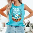 Read S'More Books Camping Outdoors Travel Campfire Comfort Colors Tank Top Light Green