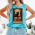 The Reader Cat Book Reading Halloween Tarot Card Comfort Colors Tank Top Light Green