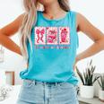 Retro Coquette Bow All Booked For Valentines Book Lover Cute Comfort Colors Tank Top Light Green