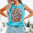 Retro Floral Red & Booked Library Reading 4th Of July Comfort Colors Tank Top Light Green