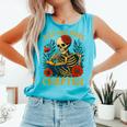 Skeleton Read Book Just One More Chapter Floral Book Lover Comfort Colors Tank Top Light Green