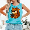 Squirrel Reading Book Lover Comfort Colors Tank Top Light Green